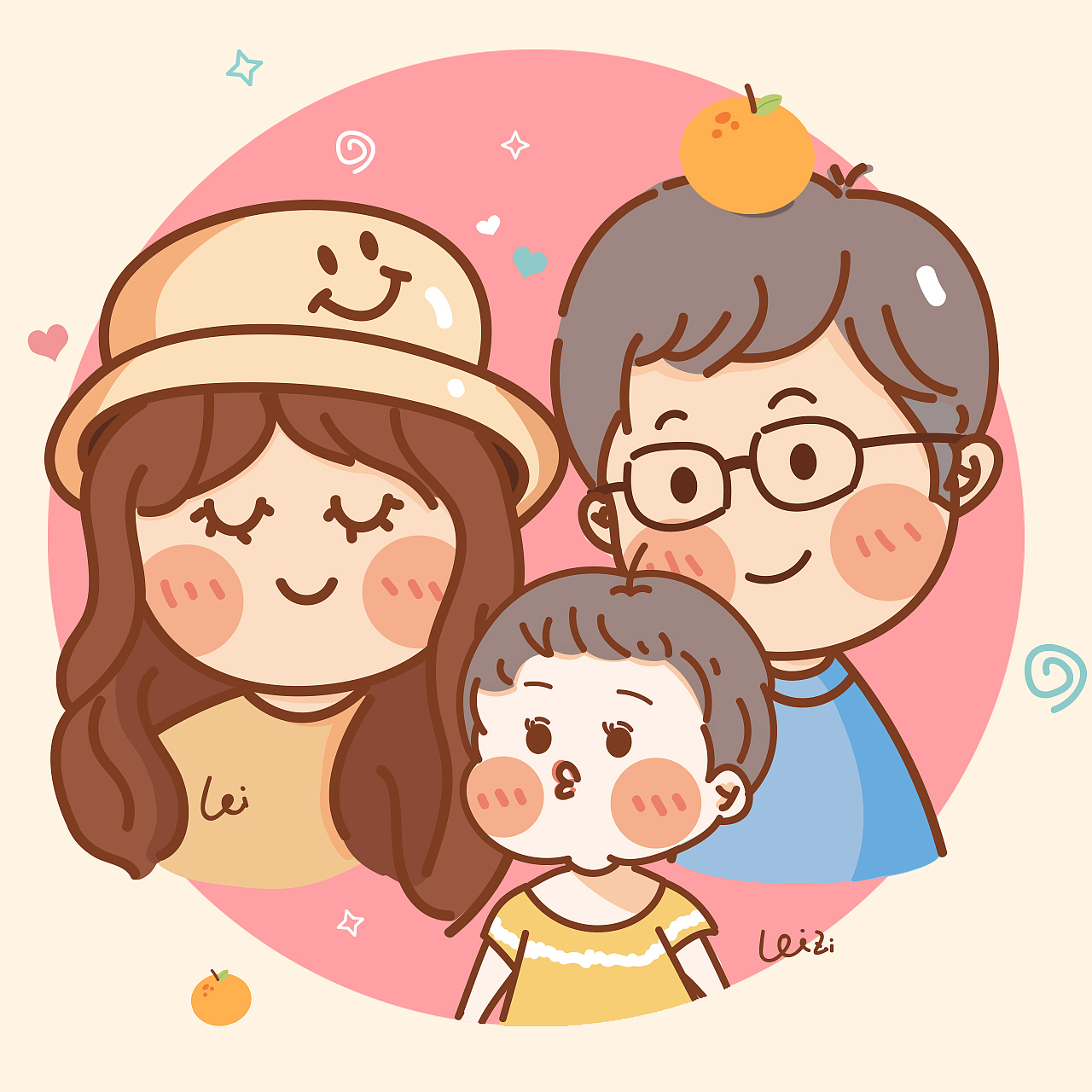 一家三口卡通头像