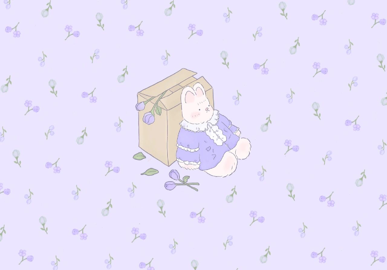 又整理了一波紫色系ipad电脑壁纸~90 清新可爱的碎花兔兔7891