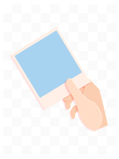 手绘卡通手拿相片png元素