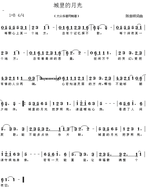 城里的月光歌词>>詞,曲:陳佳明演唱:许美静.