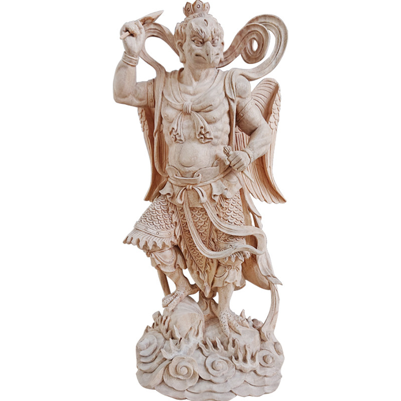 神像雷震子木雕道教雷神寺庙寺院香樟樟木雕刻木雕