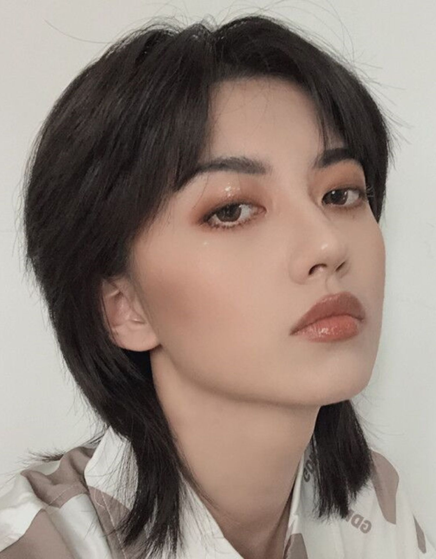 鲻鱼头假发男短发韩版帅气中分短直发狼尾头男士发型自然全头套式 你