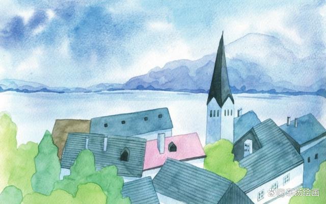 这节课咱们来画一副简单的水彩风景画,内容是欧洲景色.