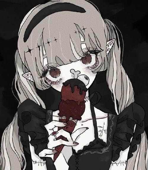 动漫头像病娇画风二次元可爱甜妹双人三人姐妹暗黑系高清图