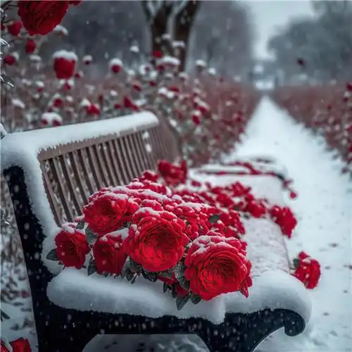 玫瑰花和雪的漂亮风景头像图片