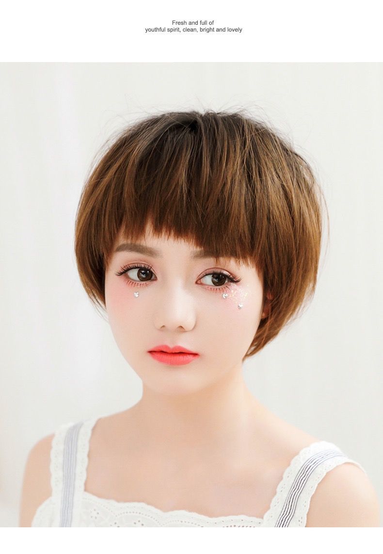 唐妮假发女短发圆脸网红自然全头套式bobo头狗啃修脸款蓬松逼真波波头