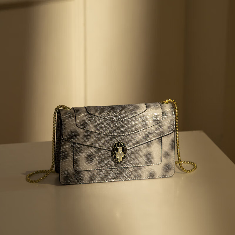 酷奇袋鼠(kuqidaishu)蛇头包女2023秋季新款蛇纹复古牛皮风琴链条腋下