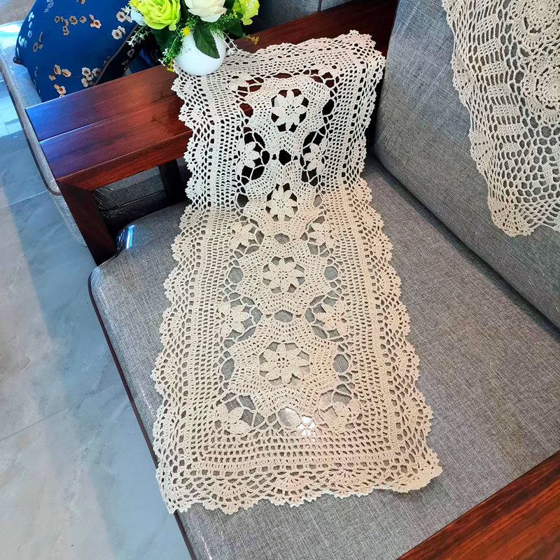 如意旧时光手工钩针钩花电视电视柜柜子盖布纯棉桌布