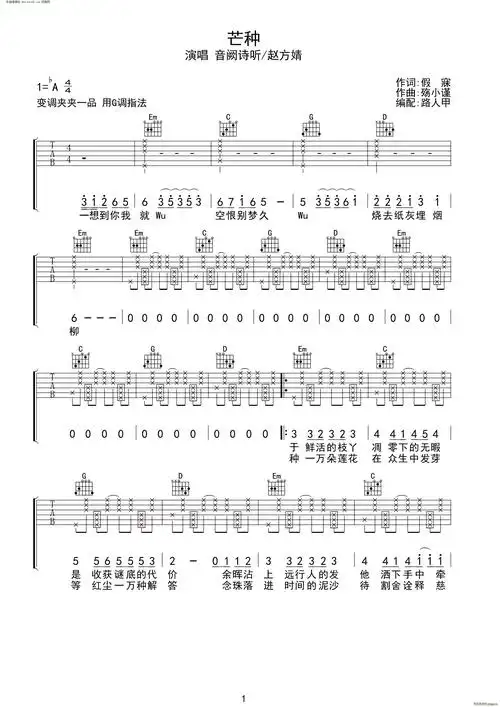芒种 无限延音编配(吉他谱)1