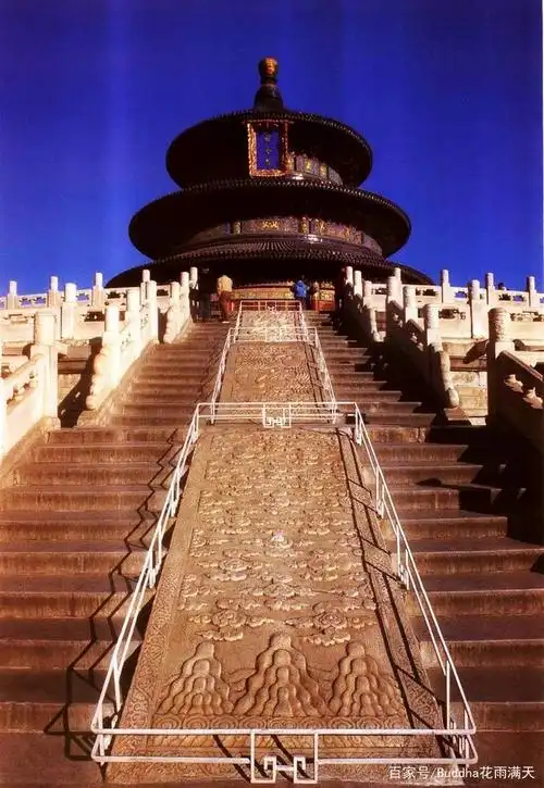 中国建筑艺术,历史老照片,天坛祈年殿全景,石台基,门内天花