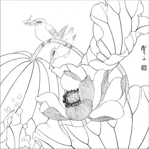 工笔花鸟白描选<<王道良 陈拥军 吕贤文 李晓明>>1