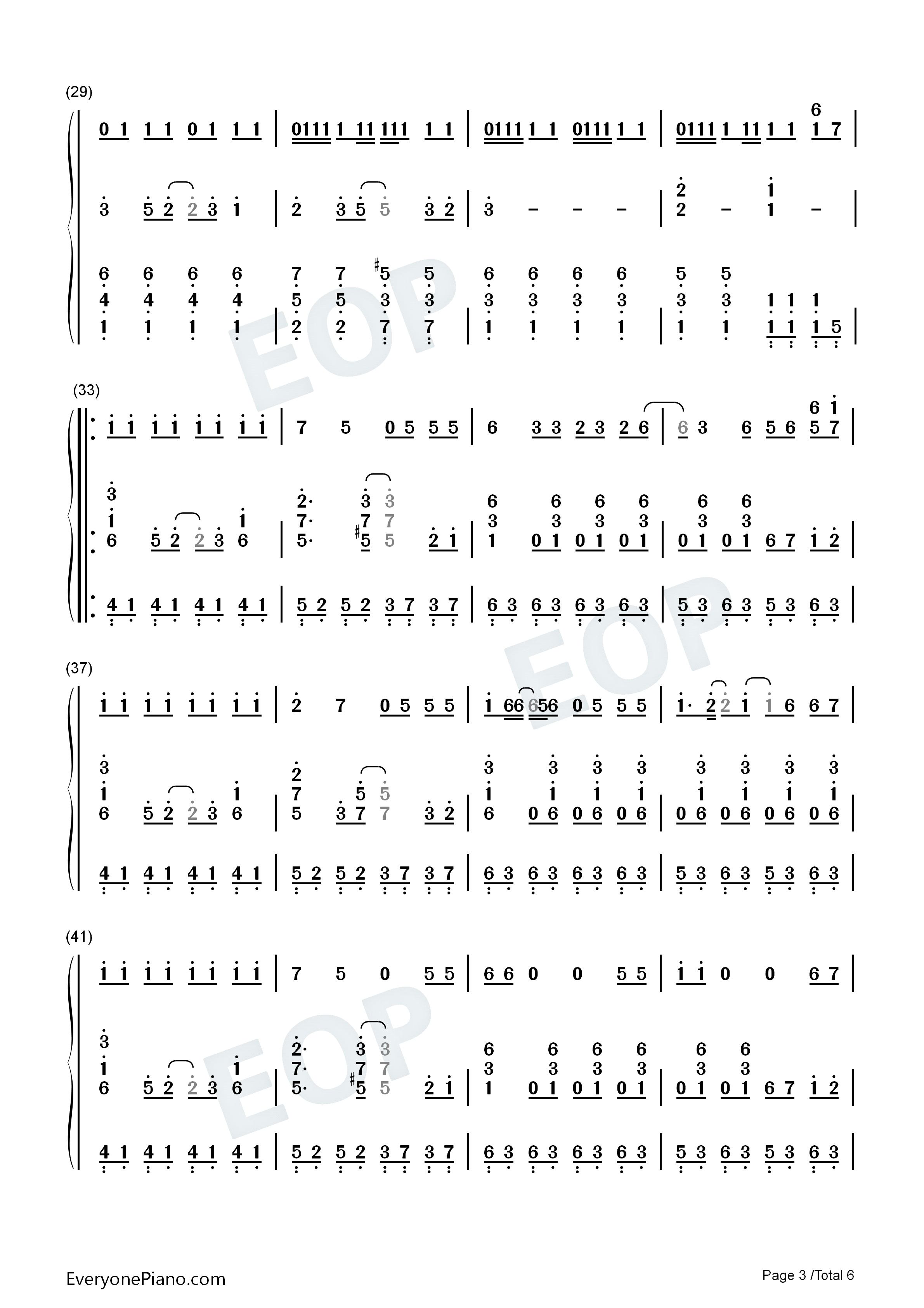 bigbang-eop教学曲双手简谱预览3-钢琴谱文件(五线谱,双手简谱,数字谱