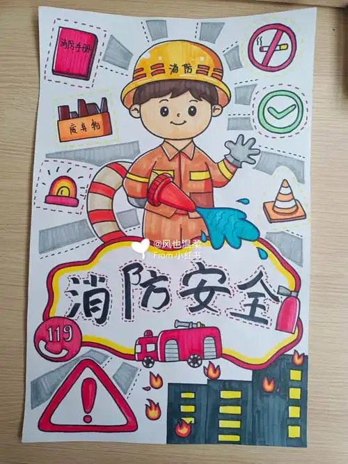 儿童画消防安全主题绘画