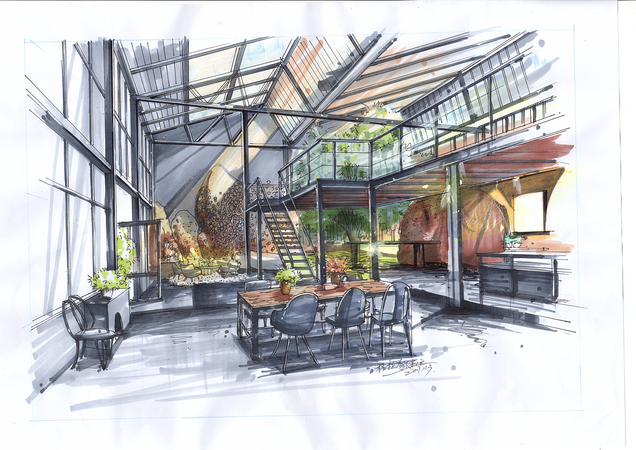 室内设计效果图马克笔手绘