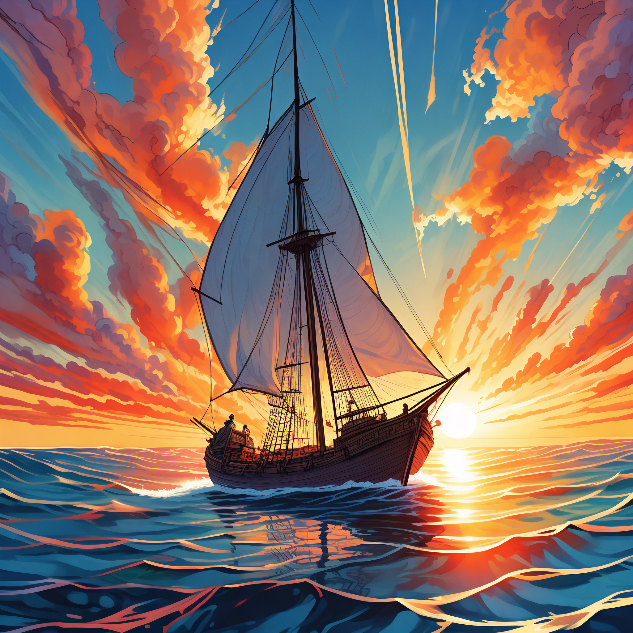 快来换上这个绝美的日出帆船头像,开启你新的一