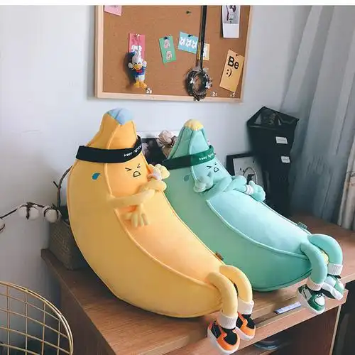 ins网红可爱香蕉公仔运动睡觉抱枕玩偶毛绒玩具长条娃娃男生礼物aa