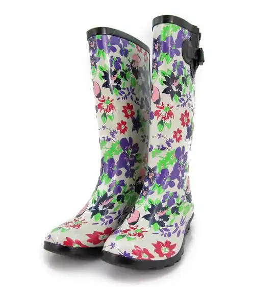 最新款 精美韩花雨鞋 雨靴 女 日本时尚 高筒水鞋 橡胶鞋防滑内里