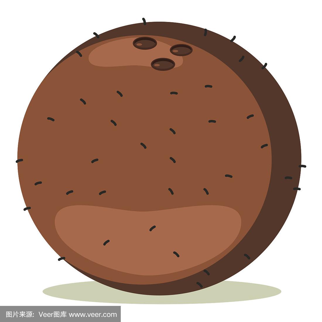 椰子水果卡通矢量插图孤立在白色的背景.