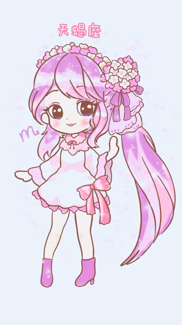 卡通简笔画,神秘浪漫 可爱萌萌的四位小公主