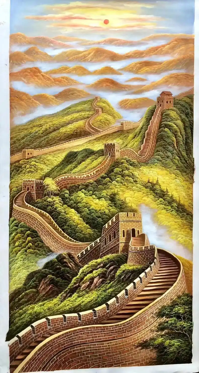 来几幅精品手绘竖万里长城