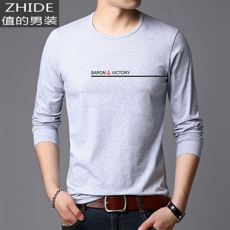 suntek长袖棉t恤男春秋季男装中青年圆领秋衣宽松薄款