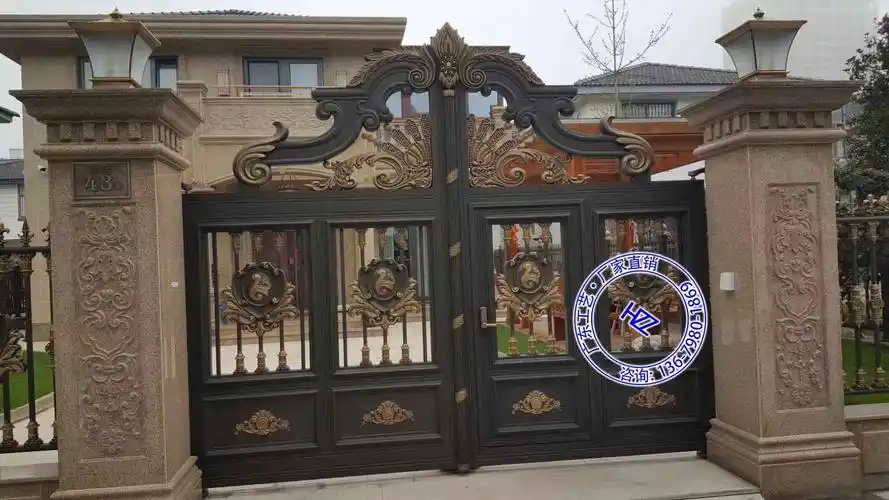 6000-院子大门斜坡华星别墅大门图-佛山市阿诗凡盾金属制品有限公司