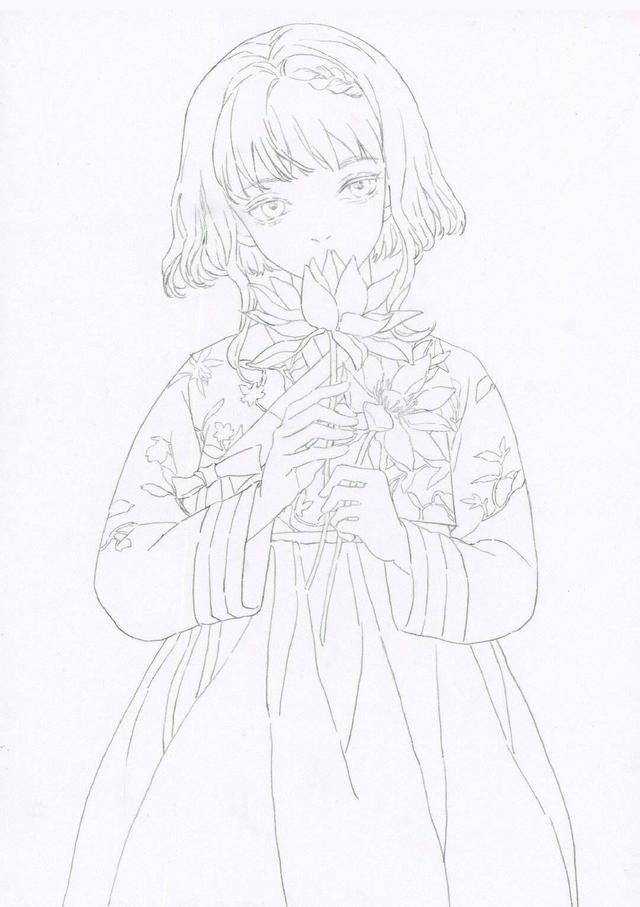 超赞人物手绘线稿,人物唯美,细节耐看,一起来学习一下吧!