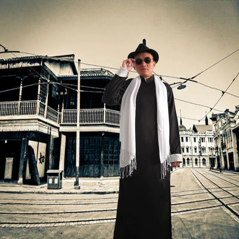 高档品牌21年新款上海滩服装男演出服许文强套装民国风长衫男复古长袍