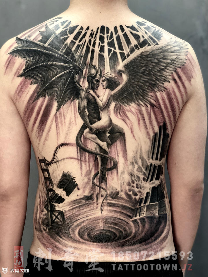 9515背 · 恶魔天使 ·遮盖_纹身图案手稿图片_宋光磊的纹身作品