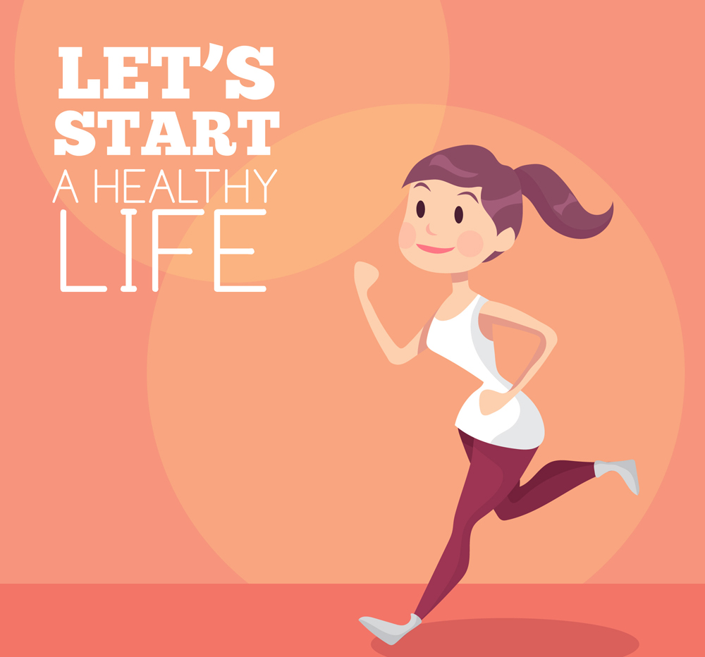 创意跑步健身女子矢量素材