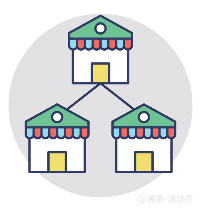 连锁商店的平面设计图标
