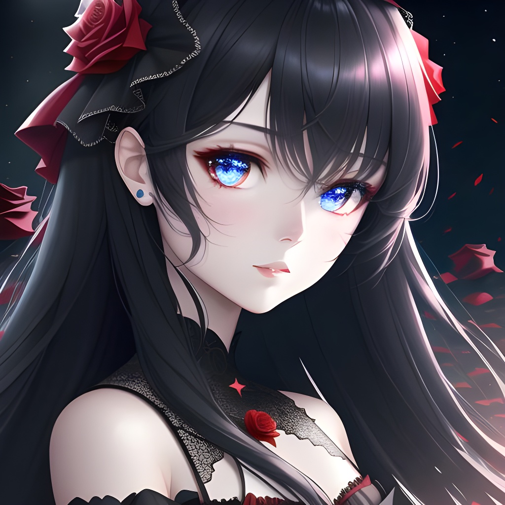 暗黑系玫瑰女孩头像[比心][比心] #头像# #二次元美图#  #百度ai绘图