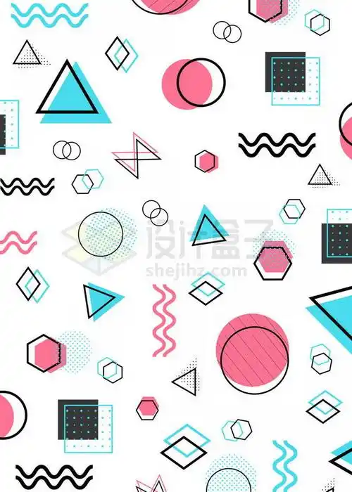 彩色扁平化风格孟菲斯几何图形装饰背景免抠图片素材