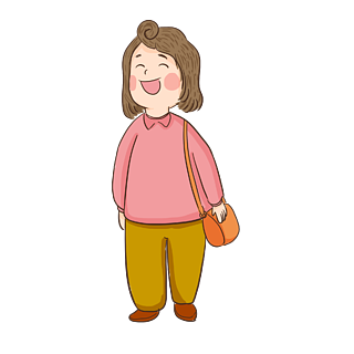 手绘开心的中年妇女