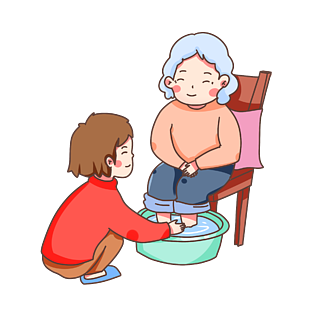 爱心公益孤独老人陪伴志愿者插画