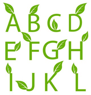 绿色植物装饰字母矢量模板