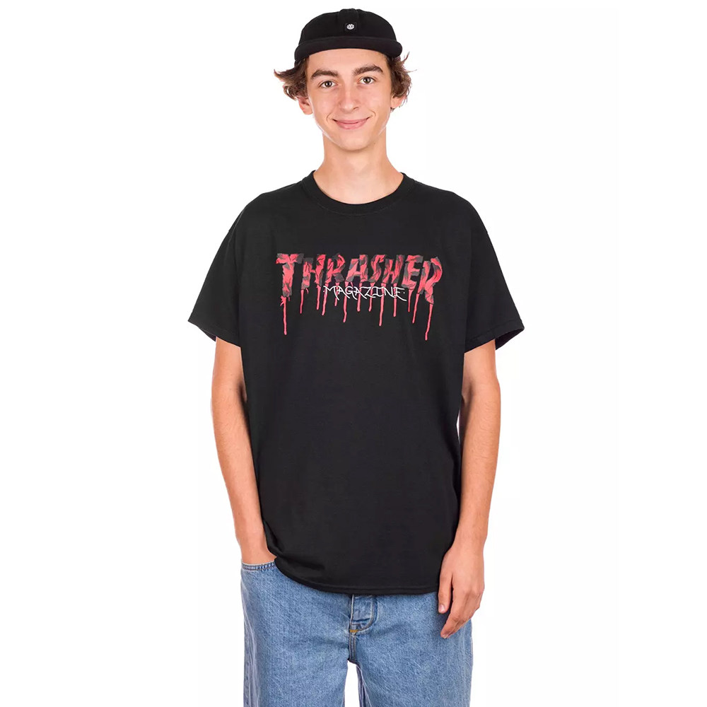 thrasherflamelogo火焰短袖美版潮牌授权血色嘻哈t恤