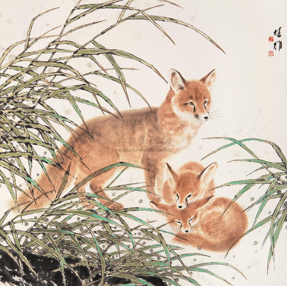 0359 狐狸 镜心 纸本