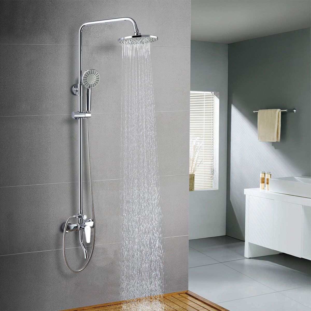 花洒淋浴器挂墙式多功能出水手持多档切换空气增压淋浴器花洒