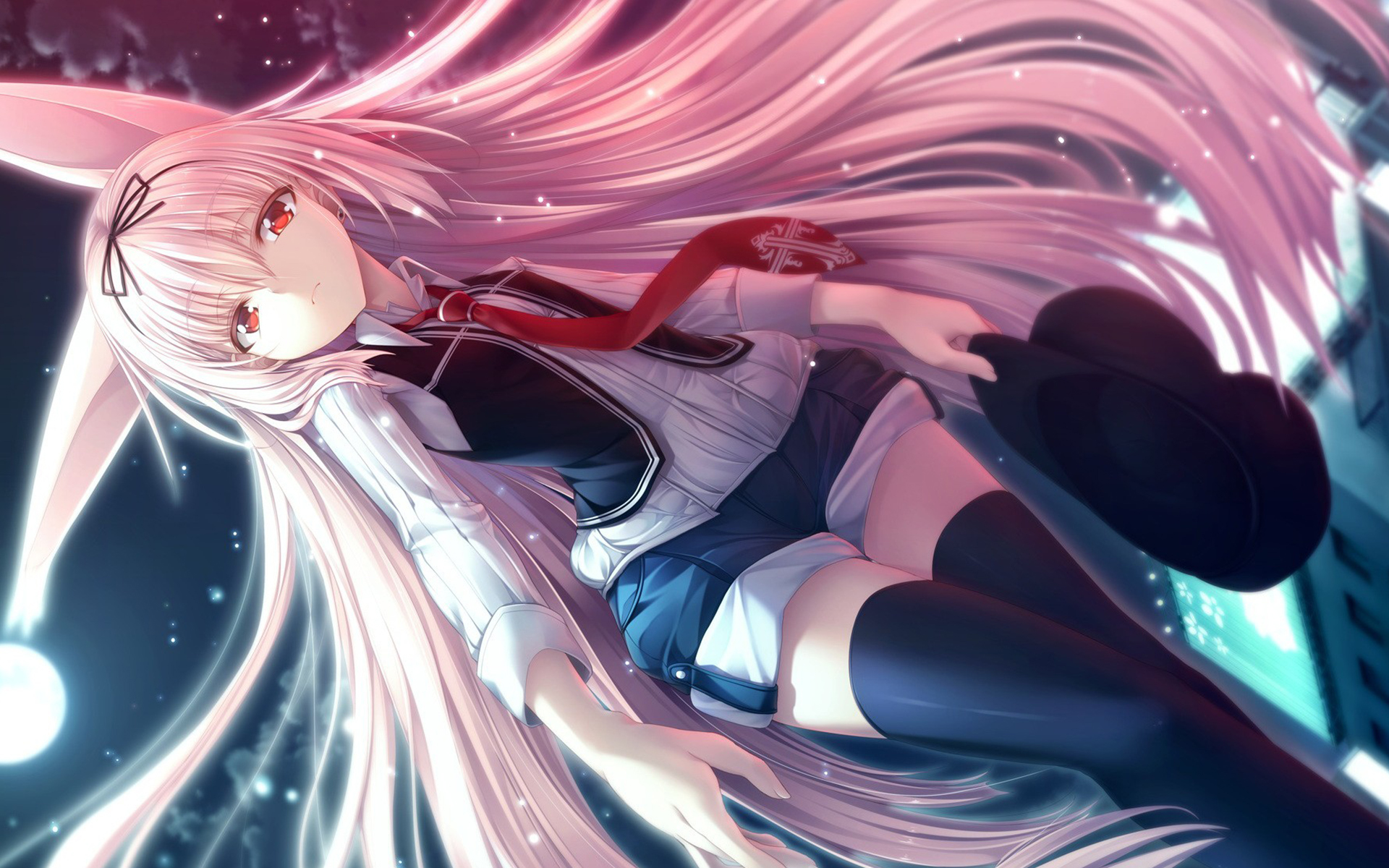 裙摆飞舞的动漫美女桌面壁纸