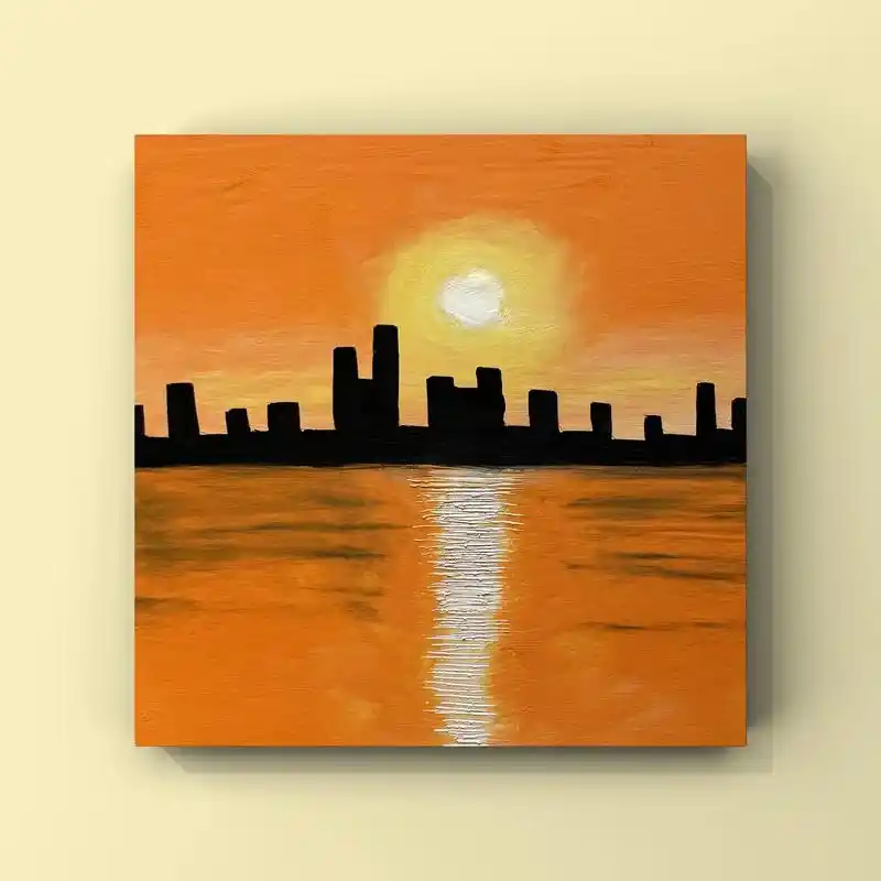 油画棒·落日余晖|附新手图文教程.#油画棒绘画作品 #高尔乐 - 抖音