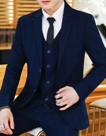 三件套藏青色(送领带 领结 衬衫 皮带) xl31