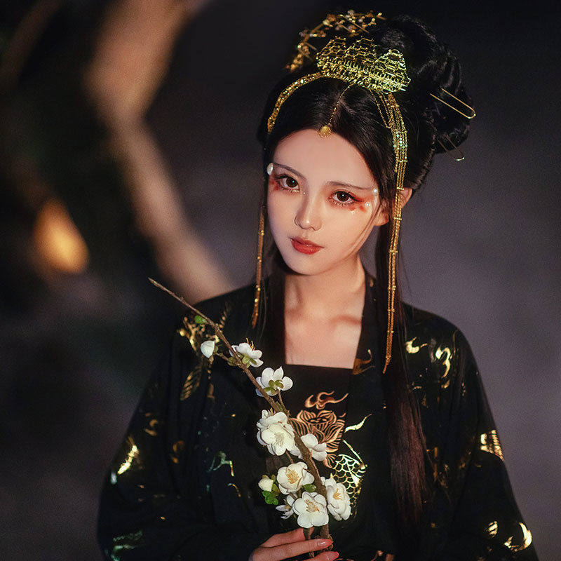 原创北极星汉服女古装齐胸襦裙六米摆星空渐变色仙女中国风夏学生