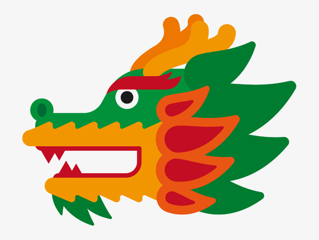 龙头张口睁眼彩色新年元宵庆典免抠下载