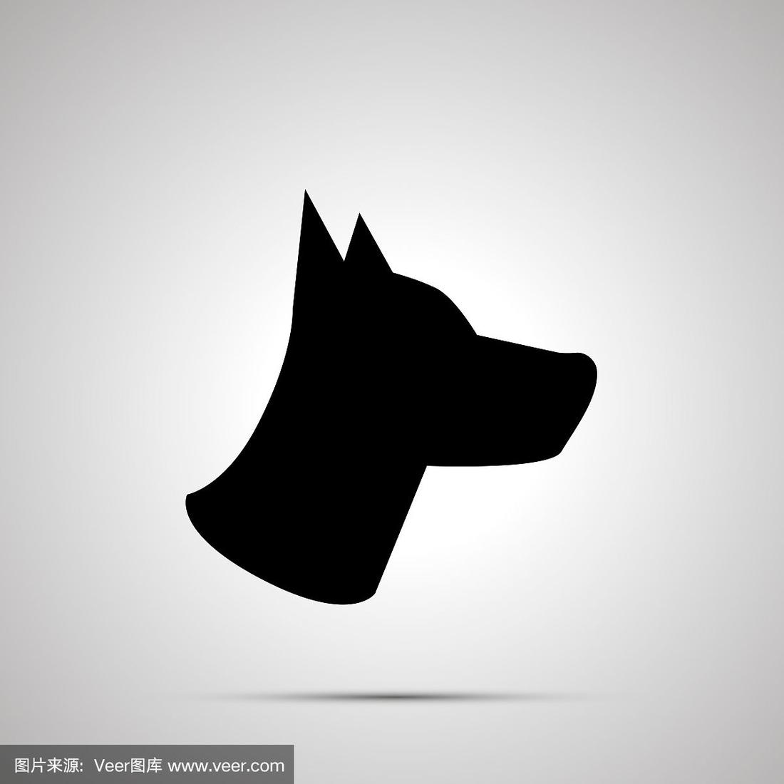 狗头剪影,简单的黑色图标