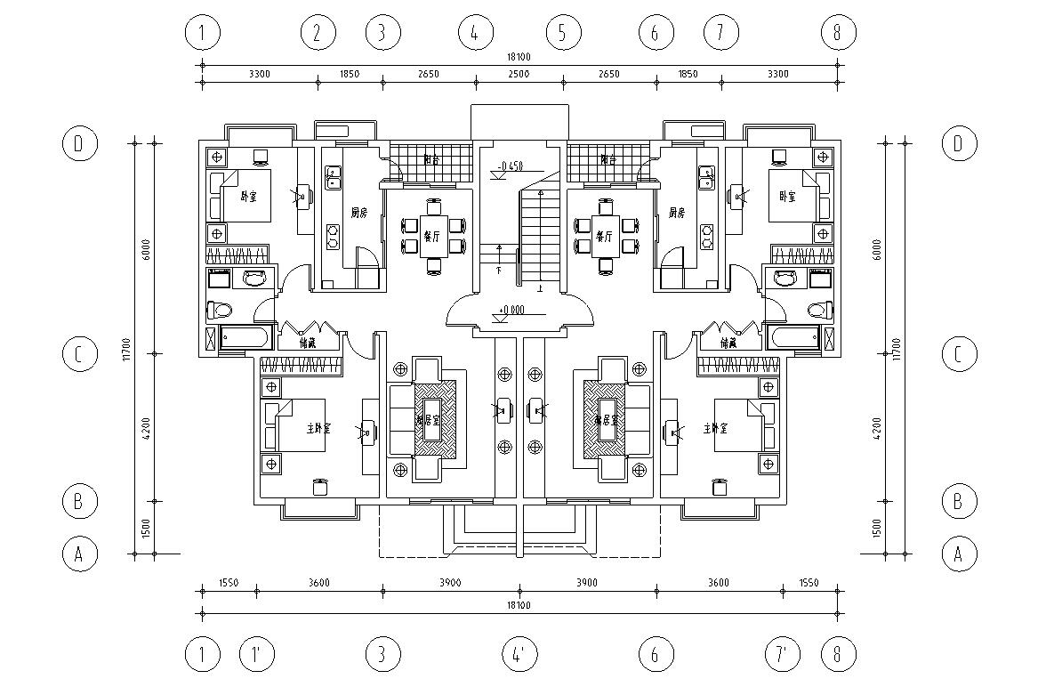经典多层住宅楼户型设计图
