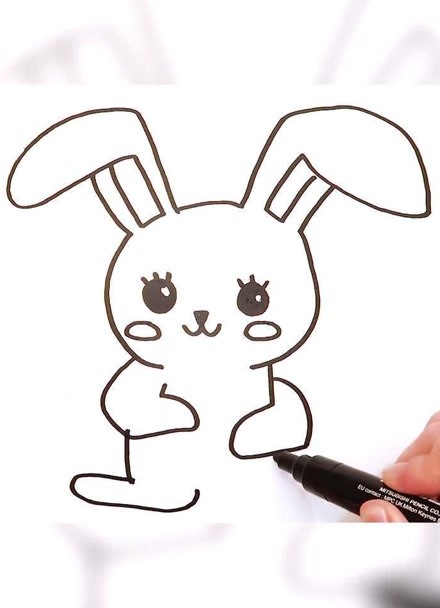学画简笔画,快速教你画小白兔,教孩子成为一个小画家
