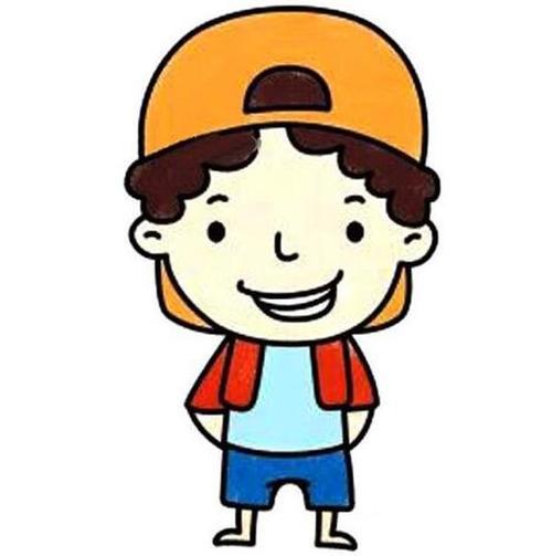 可爱卡通小男孩简笔画画法步骤-图8戴帽子小男孩的简笔画法戴帽子的小