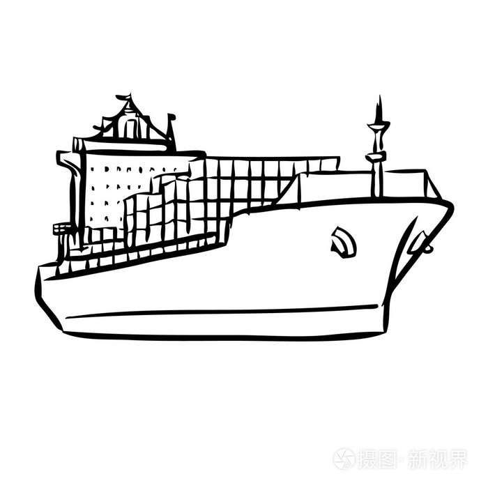 与集装箱货船插画-正版商用图片0gf6f5-摄图新视界