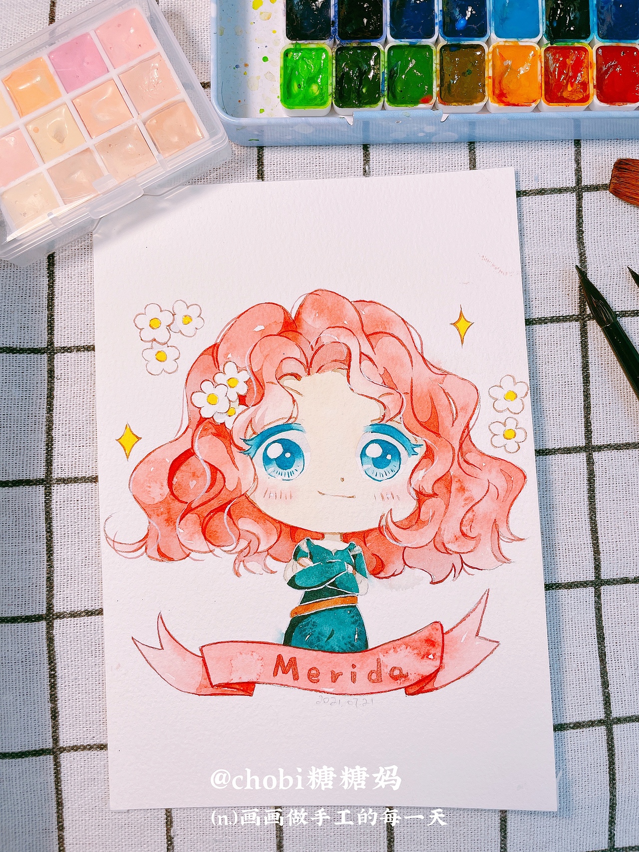 水彩 q版 迪士尼公主们